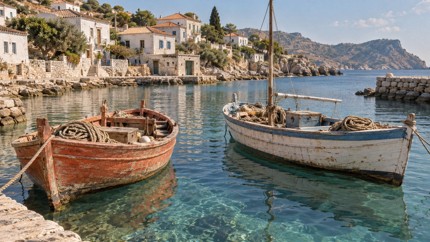 A vintage harbor photograph with cinematic depth