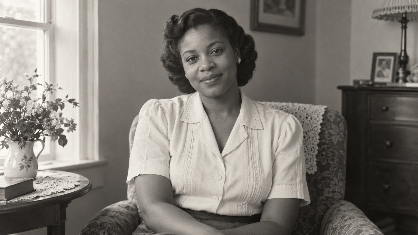 A black-and-white portrait comes to life